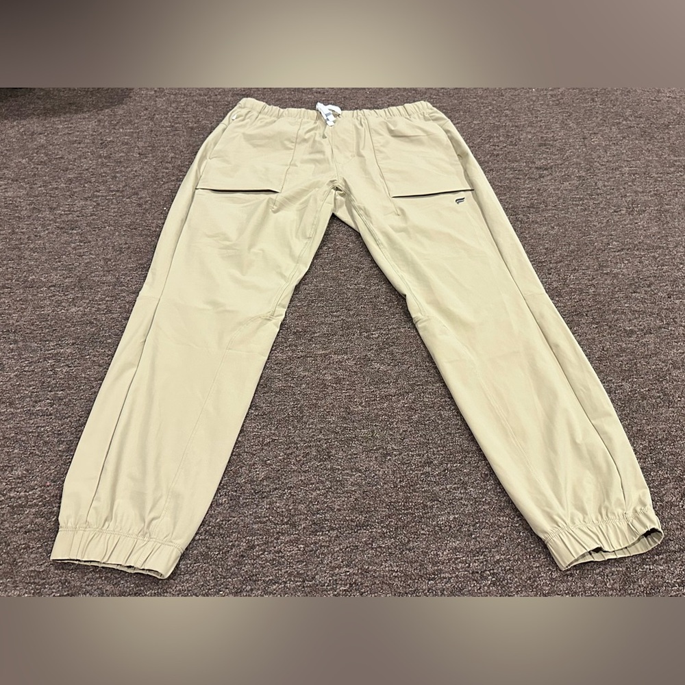 Like NEW! Lightweight L Men's Fila Tan Pants Jogger track bottom casual pockets